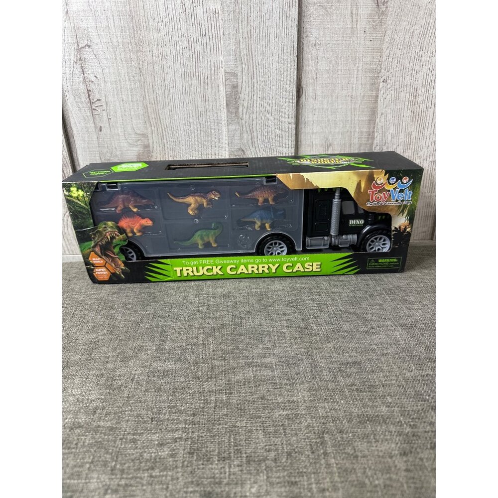 Toyvelt Dino Semi Trailer Truck Carry Case With 15 Dinosaur Figures